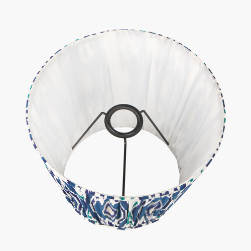 Pacific Lifestyle Izara 40cm Ocean Blue Ikat Patterned Mushroom Pleat Tapered Lampshade