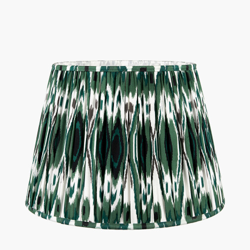 Pacific Lifestyle Izara 40cm Racing Green Ikat Patterned Mushroom Pleat Tapered Lampshade