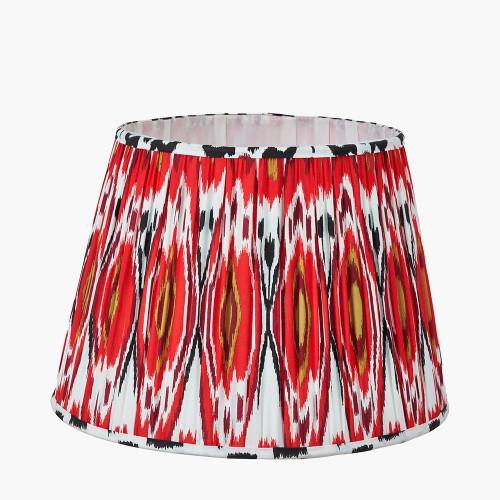 Pacific Lifestyle Izara 40cm Red Ikat Patterned Mushroom Pleat Tapered Lampshade