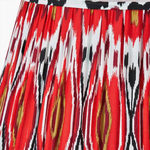Pacific Lifestyle Izara 40cm Red Ikat Patterned Mushroom Pleat Tapered Lampshade