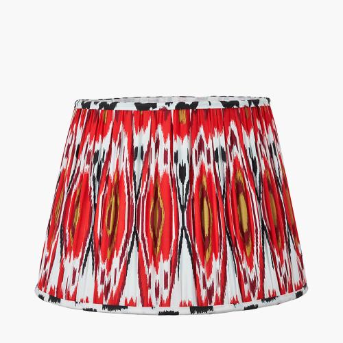 pacific lifestyle Izara 40cm Red Ikat Patterned Mushroom Pleat Tapered Lampshade