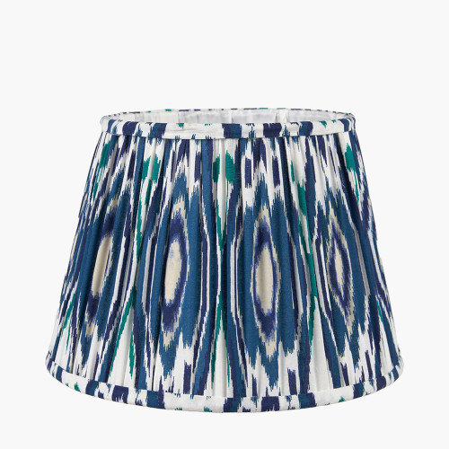 pacific lifestyle Izara 45cm Ocean Blue Ikat Patterned Mushroom Pleat Tapered Lampshade