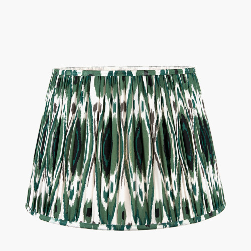 Pacific Lifestyle Izara 45cm Racing Green Ikat Patterned Mushroom Pleat Tapered Lampshade