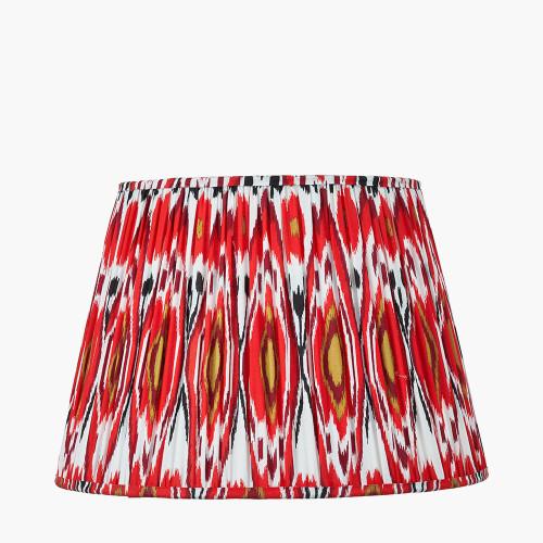 Pacific Lifestyle Izara 45cm Red Ikat Patterned Mushroom Pleat Tapered Lampshade
