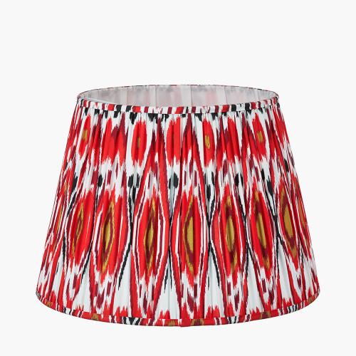 Pacific Lifestyle Izara 45cm Red Ikat Patterned Mushroom Pleat Tapered Lampshade