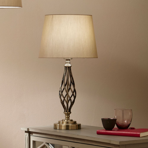 Pacific Lifestyle Jenna Antique Brass Metal Twist Detail Table Lamp