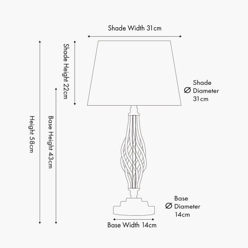 Pacific Lifestyle Jenna Antique Brass Metal Twist Detail Table Lamp