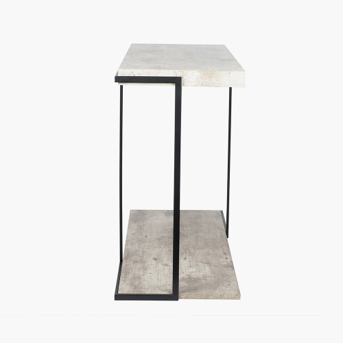 Pacific Lifestyle Jersey Concrete Effect Wood Veneer And Black Metal Console Table