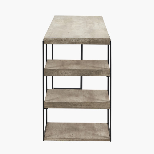 Pacific Lifestyle Jersey Concrete Effect Wood Veneer And Black Metal Desk