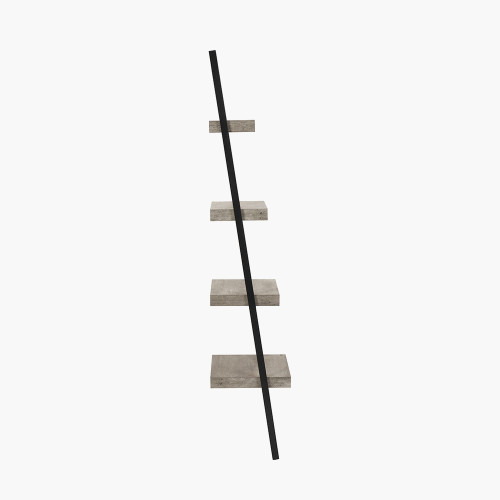 Pacific Lifestyle Jersey Concrete Effect Wood Veneer And Black Metal 4 Shelf Ladder Unit