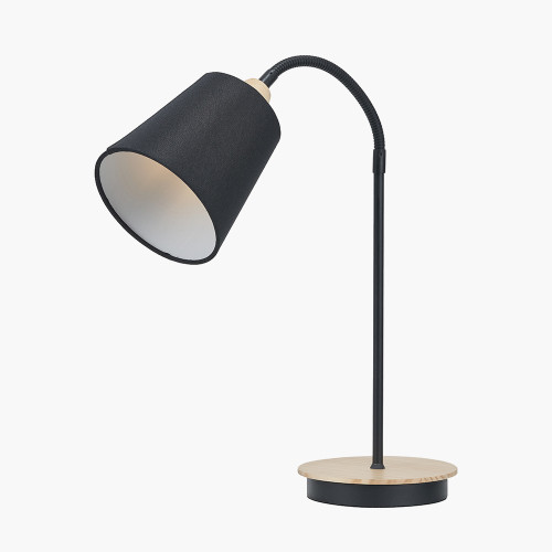 Pacific Lifestyle Juna Black Metal And Natural Wood Table Lamp