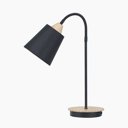 Pacific Lifestyle Juna Black Metal And Natural Wood Table Lamp