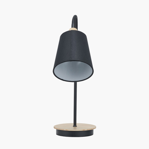 Pacific Lifestyle Juna Black Metal And Natural Wood Table Lamp