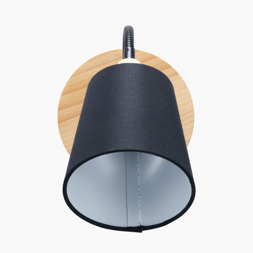 Pacific Lifestyle Juna Black Metal And Natural Wood Wall Light