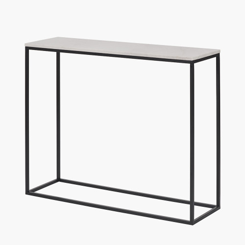Pacific Lifestyle Kalani White Marble And Black Metal Rectangular Console Table