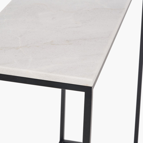 Pacific Lifestyle Kalani White Marble And Black Metal Rectangular Console Table