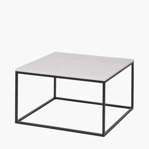 Pacific Lifestyle Kalani White Marble And Black Metal Square Coffee Table