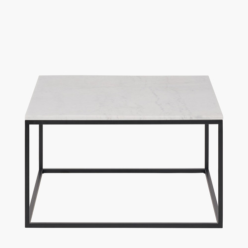 Pacific Lifestyle Kalani White Marble And Black Metal Square Coffee Table