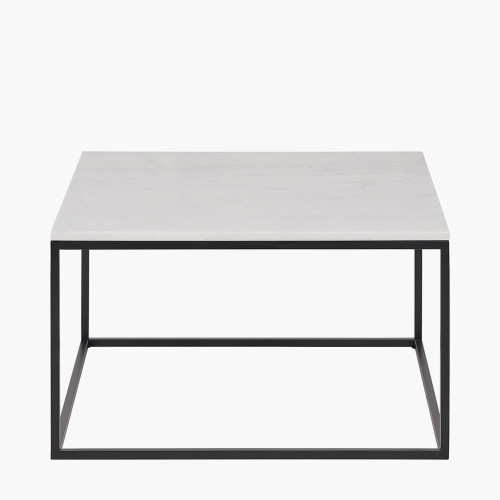 pacific lifestyle Kalani White Marble and Black Metal Square Coffee Table