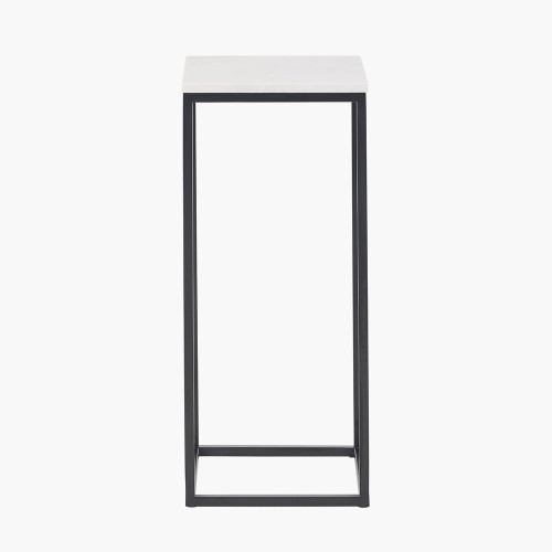 Pacific Lifestyle Kalani White Marble And Black Metal Tall Square Side Table
