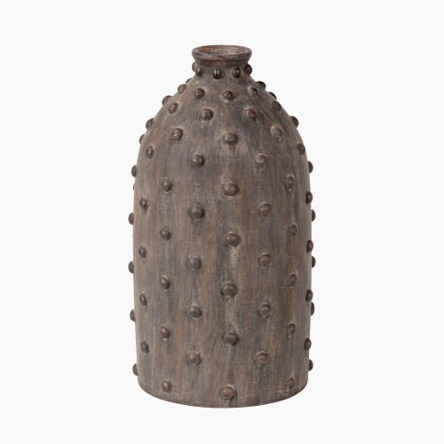 Pacific Lifestyle Kali Textured Dot Grey Stoneware Vase