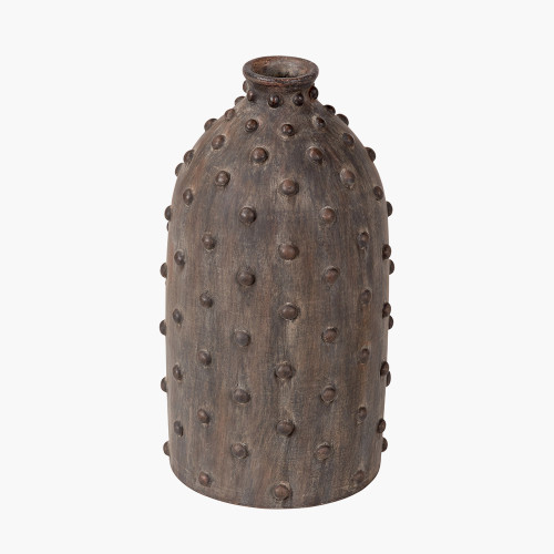 Pacific Lifestyle Kali Textured Dot Grey Stoneware Vase
