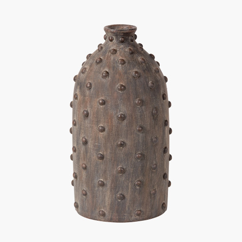 pacific lifestyle Kali Textured Dot Grey Stoneware Vase