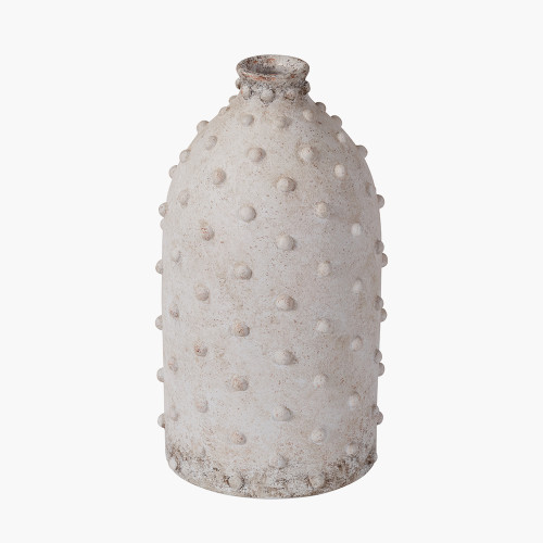 Pacific Lifestyle Kali Textured Dot Light Grey Stoneware Vase