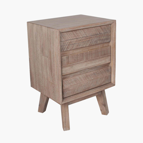 Pacific Lifestyle Kalmar Sand Wash Acacia Wood 3 Drawer Bedside Unit