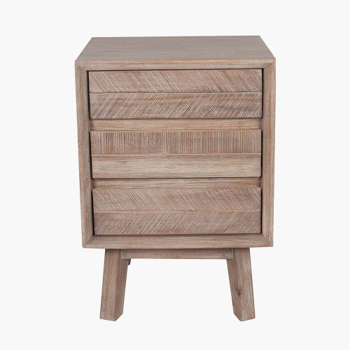 pacific lifestyle Kalmar Sand Wash Acacia Wood 3 Drawer Bedside Unit