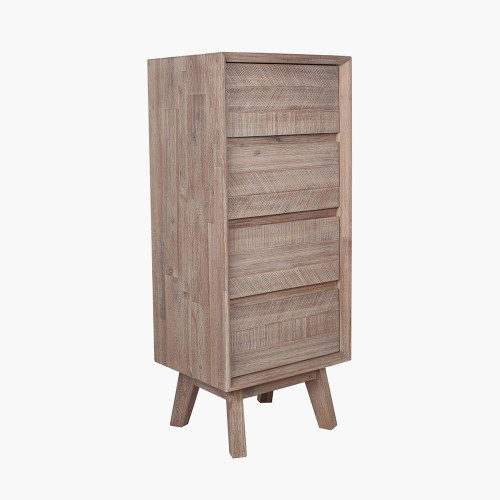 Pacific Lifestyle Kalmar Sand Wash Acacia Wood 4 Drawer Tall Unit