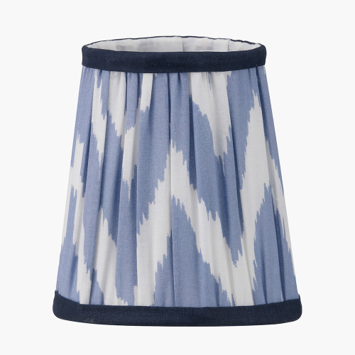 Pacific Lifestyle Kamilah 14cm Blue Chevron Patterned Mushroom Pleat Tall Tapered Candle Clip Lampshade