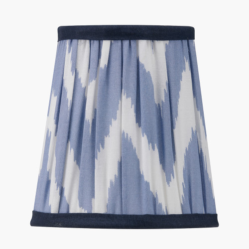 pacific lifestyle Kamilah 14cm Blue Chevron Patterned Mushroom Pleat Tall Tapered Candle Clip Lampshade