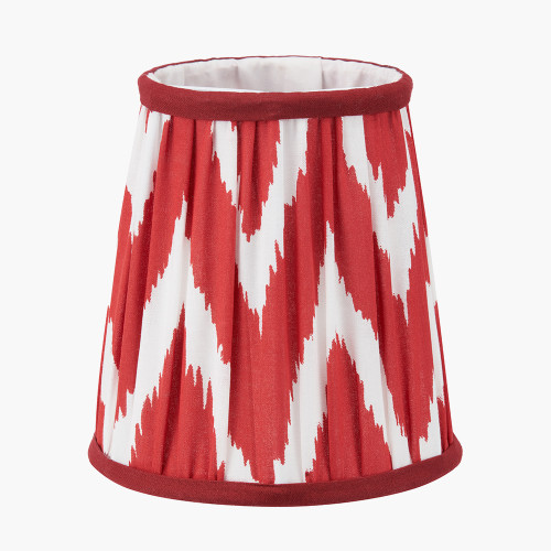 Pacific Lifestyle Kamilah 14cm Red Chevron Patterned Mushroom Pleat Tall Tapered Candle Clip Lampshade