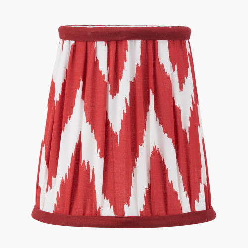 pacific lifestyle Kamilah 14cm Red Chevron Patterned Mushroom Pleat Tall Tapered Candle Clip Lampshade