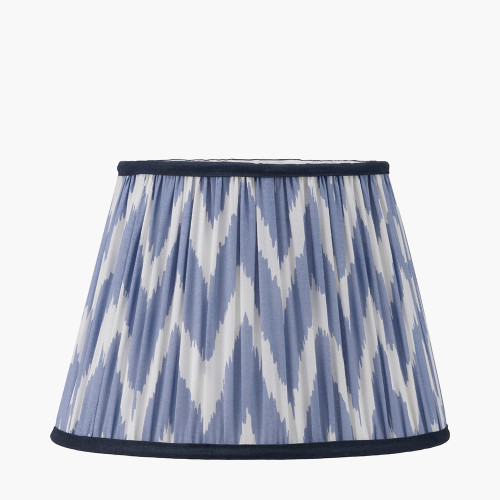 pacific lifestyle Kamilah 30cm Blue Chevron Patterned Mushroom Pleat Tapered Lamp Shade
