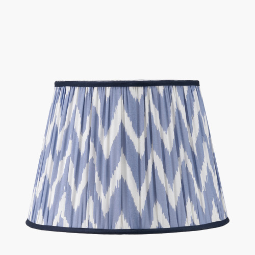 pacific lifestyle Kamilah 40cm Blue Chevron Patterned Mushroom Pleat Tapered Lamp Shade
