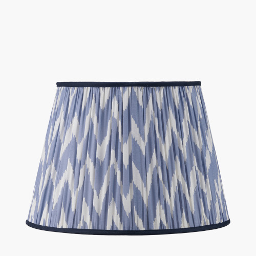 pacific lifestyle Kamilah 45cm Blue Chevron Patterned Mushroom Pleat Tapered Lamp Shade