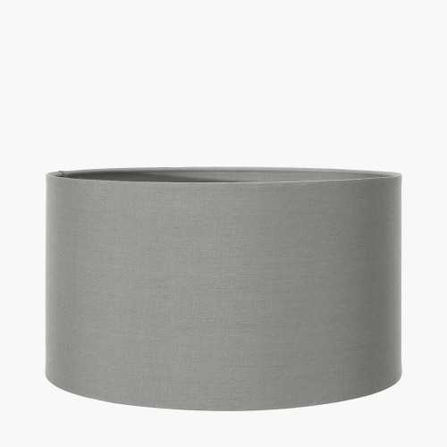 Pacific Lifestyle Kari Circle Pattern Ceramic Table Lamp Base With Harry 40cm Steel Grey Cotton Mix Cylinder Lampshade