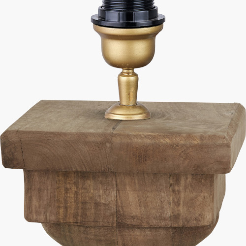 Pacific Lifestyle Kavya Antique Brown Turned Wood Table Lamp Base With Martigues 45cm White Boucle Tapered Lampshade