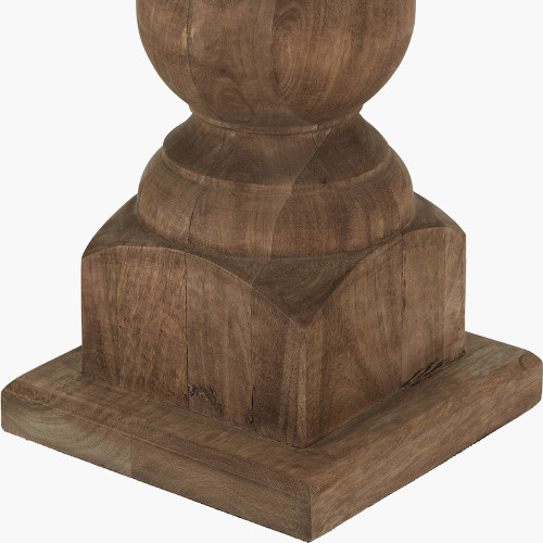 Pacific Lifestyle Kavya Antique Brown Turned Wood Table Lamp Base With Izara 45cm Cinnamon Ikat Patterned Mushroom Pleat Tapered Lampshade