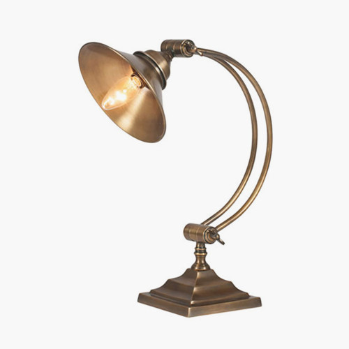 Pacific Lifestyle Kensington Antique Brass Metal Arched Arm Task Table Lamp