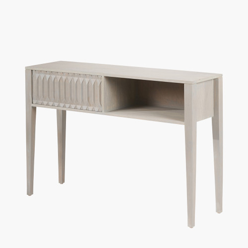 Pacific Lifestyle Khao Light Grey Mango Wood 1 Drawer Console Table