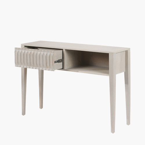Pacific Lifestyle Khao Light Grey Mango Wood 1 Drawer Console Table