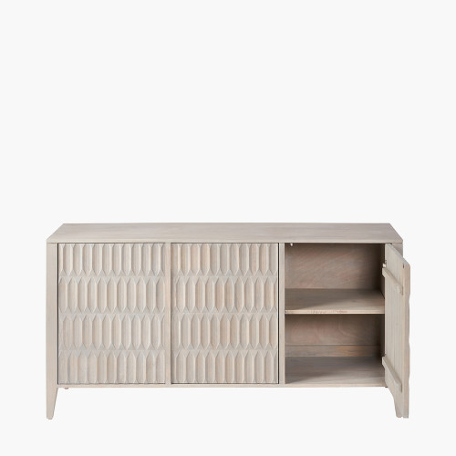 Pacific Lifestyle Khao Light Grey Mango Wood 3 Door Sideboard