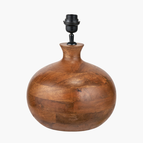 Pacific Lifestyle Kiah Brown Oiled Finish Mango Wood Round Table Lamp Base