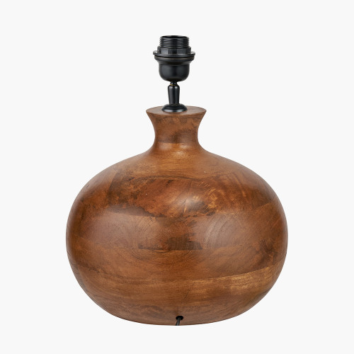 Pacific Lifestyle Kiah Brown Oiled Finish Mango Wood Round Table Lamp Base