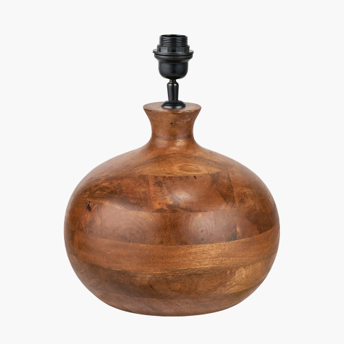 pacific lifestyle Kiah Brown Oiled Finish Mango Wood Round Table Lamp Base