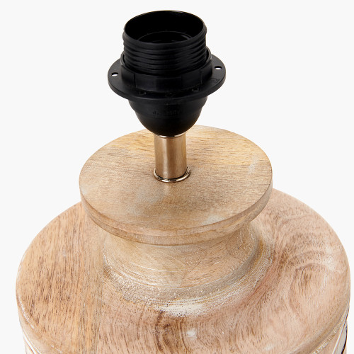 Pacific Lifestyle Kingsbury White Wash Carved Wood Table Lamp Base