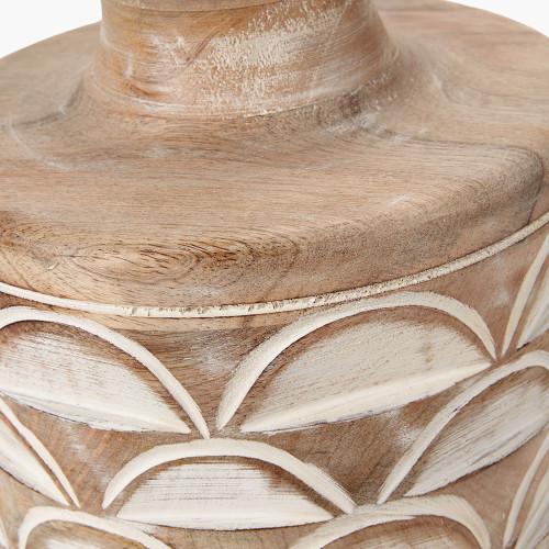 Pacific Lifestyle Kingsbury White Wash Large Carved Wood Table Lamp Base
